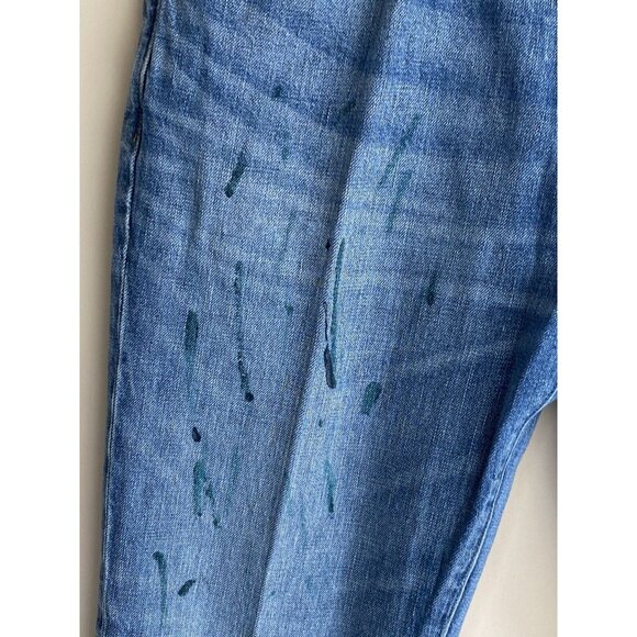 J Crew Jeans 36x32 Paint Spatter Men's Slim Straight Leg Medium Wash - Picture 7 of 10